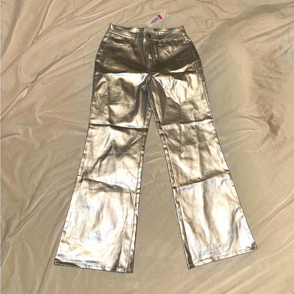 Everly Silver Flare Wide Leg Jeans